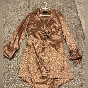Long sleeve silk print dress